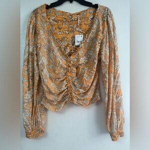 Free People Say the word  blood Orange blouse